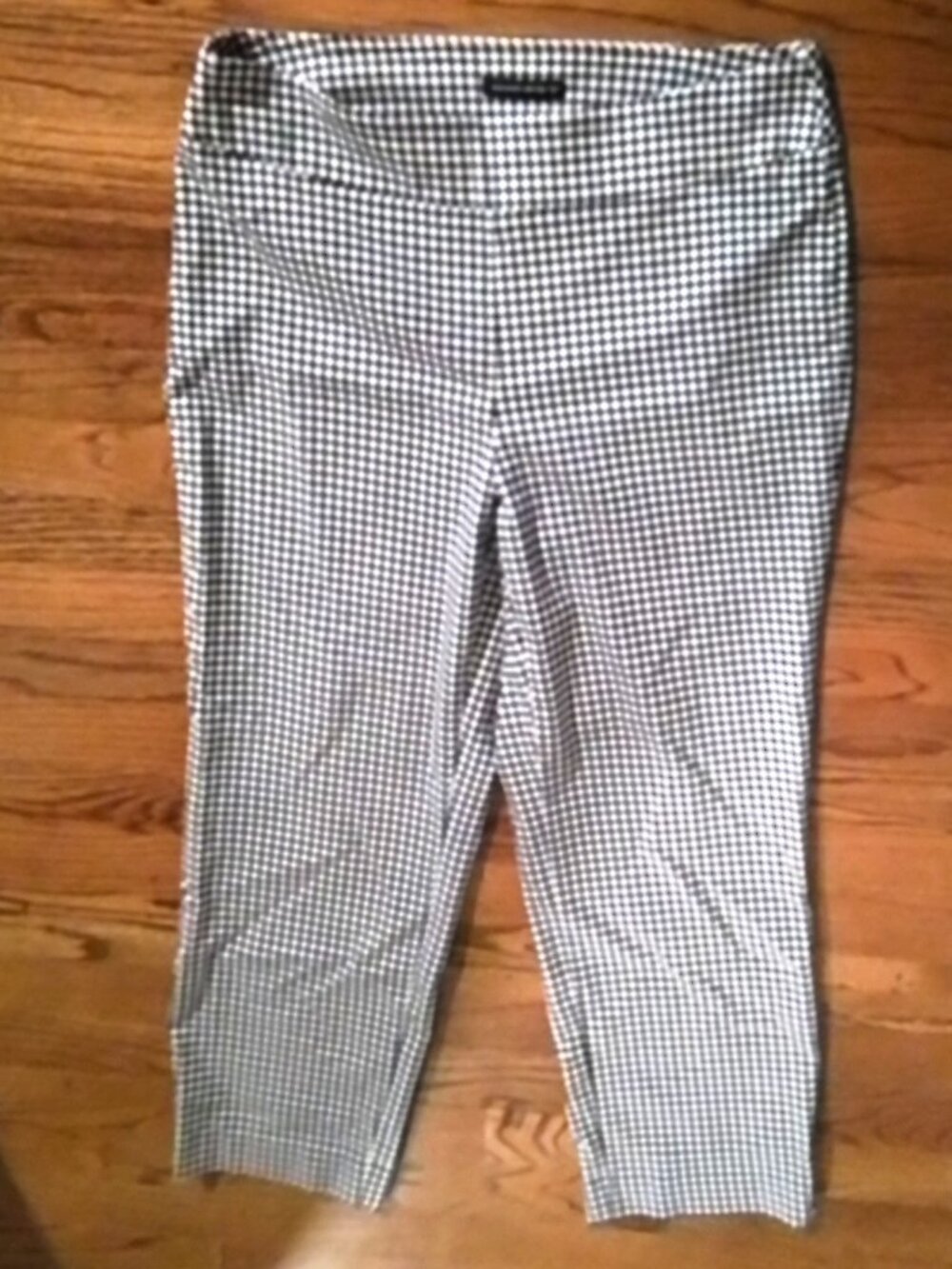COUNTERPARTS Pull On Spandex Ankle Pants 1X Black White Check Elastic Waist